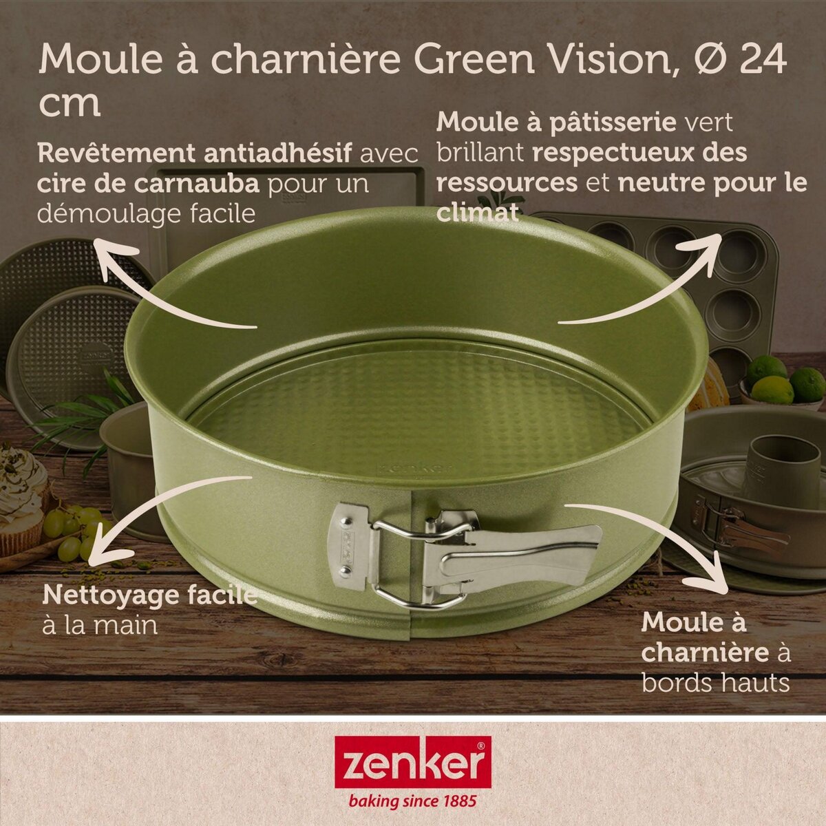 ZENKER Ensemble de 2 Moules à manqué à charnière 24 cm Zenker Green Vision