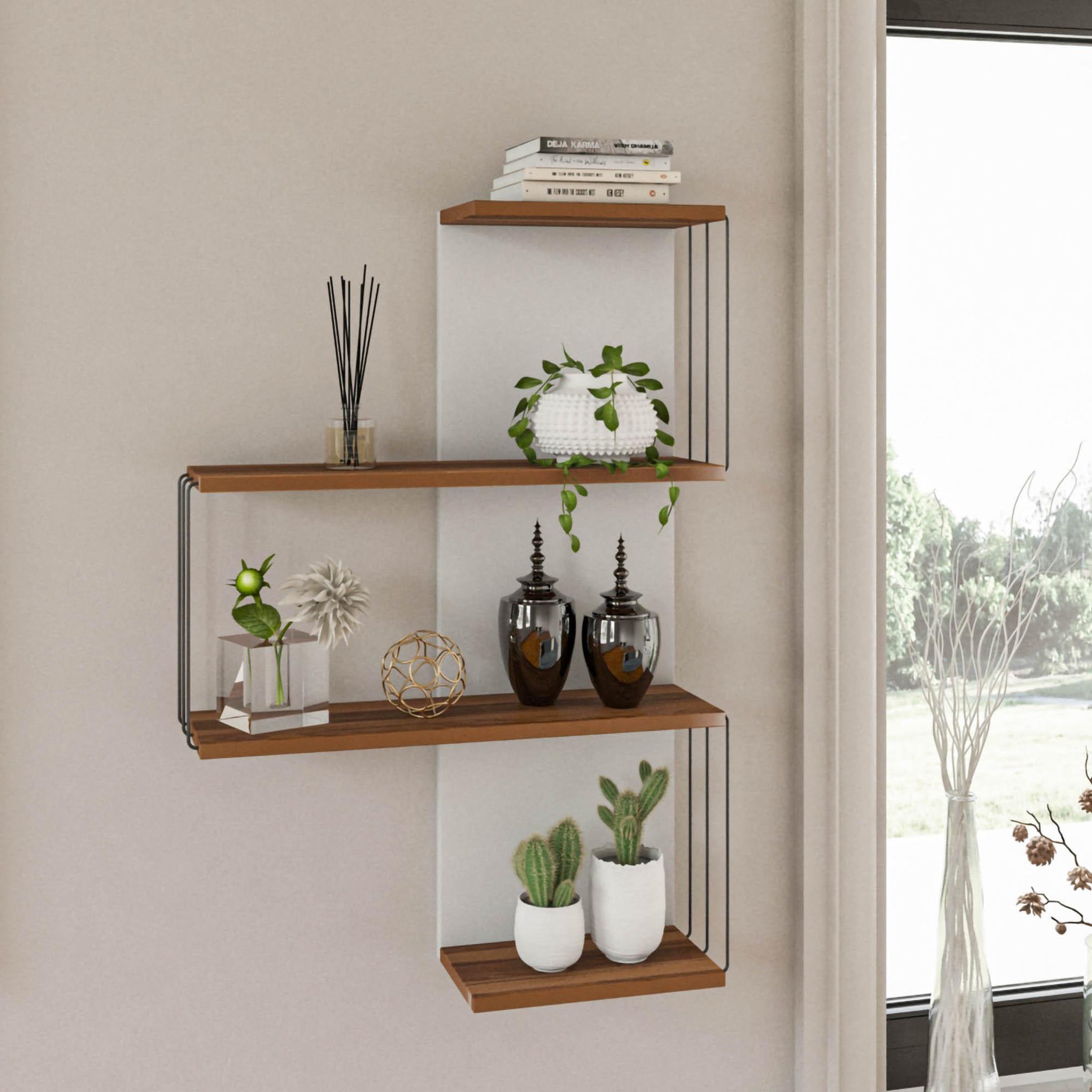 Voir la diapositive 2 : Habitat et Jardin Étagère murale en bois  cambel  - 64 x 19 x 96 cm - marron