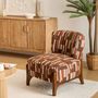 Voir la diapositive 2 : ATMOSPHERA Fauteuil en chenille avec pieds en bois effet noyer CALIX - Marron