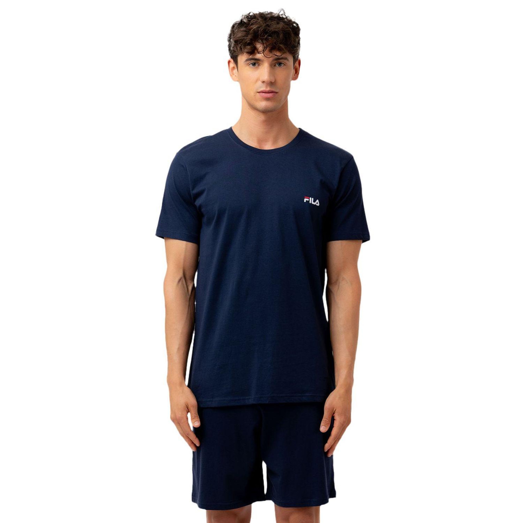 FILA Ensemble pyjama court homme en coton jersey fps1194. Coloris disponibles : Bleu