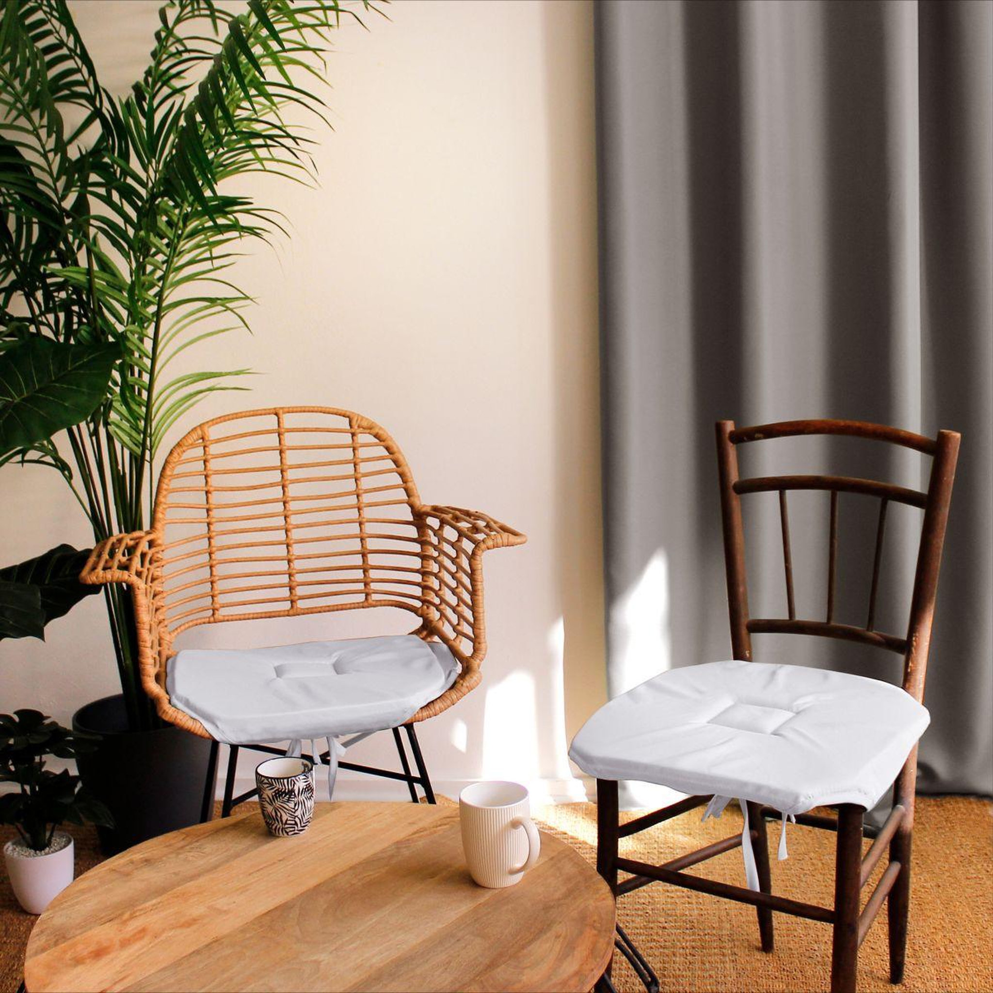 Voir la diapositive 2 : ENJOY HOME Galette de chaise uni  basic  40x40cm blanc