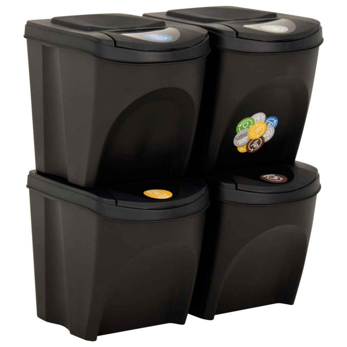 VIDAXL Poubelles empilables 4 pcs Anthracite 100 L