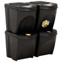 Voir la diapositive 2 : VIDAXL Poubelles empilables 4 pcs Anthracite 100 L