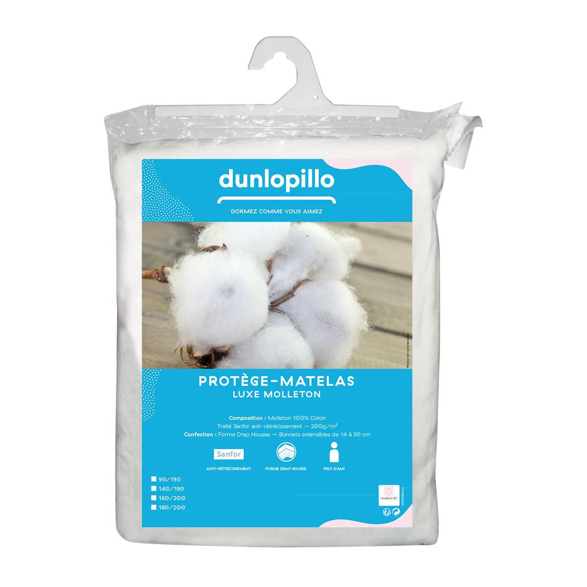 Voir la diapositive 3 : DUNLOPILLO Protège matelas douceur