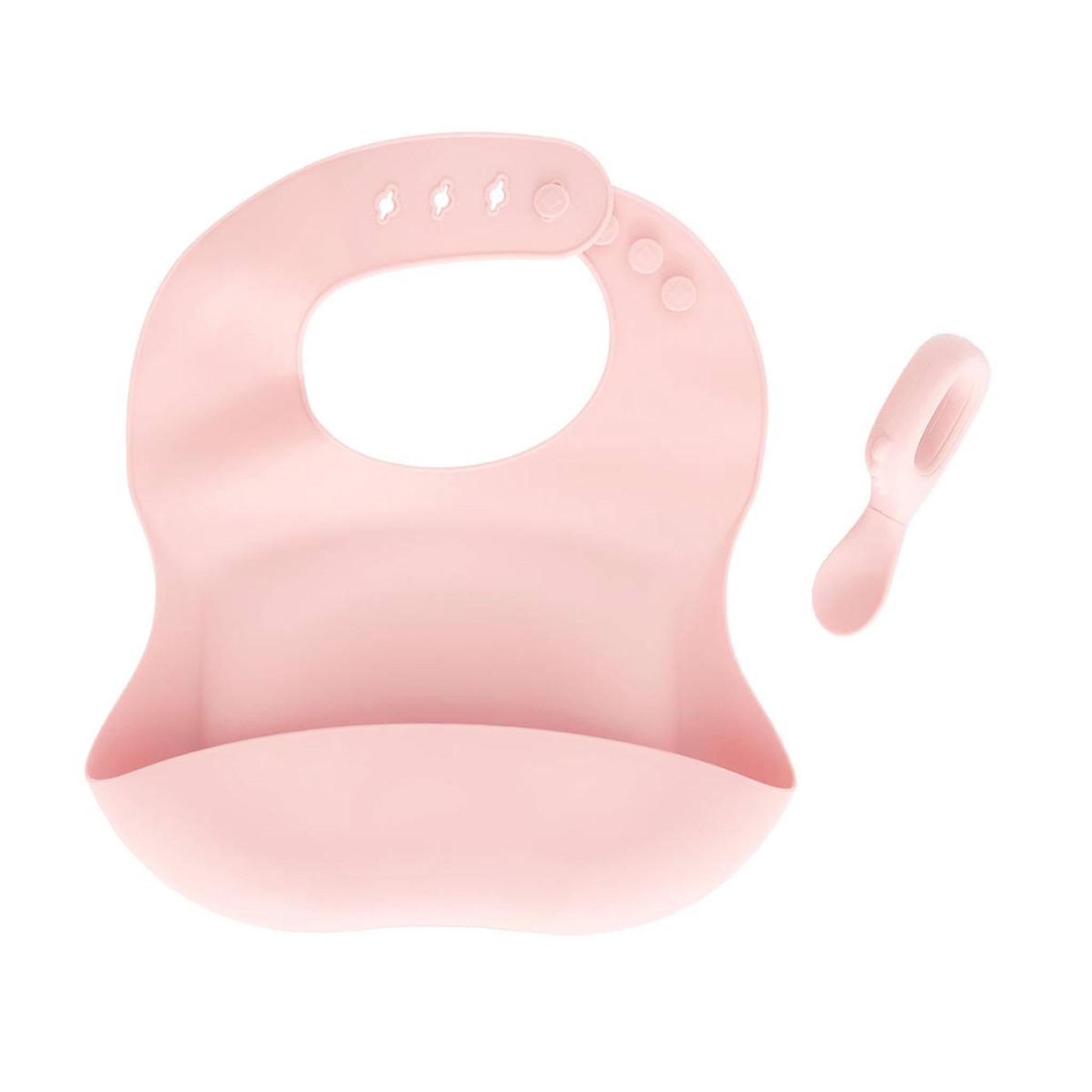 Atmosphera Kids Set bavoir & cuillère en silicone  yum  26cm rose
