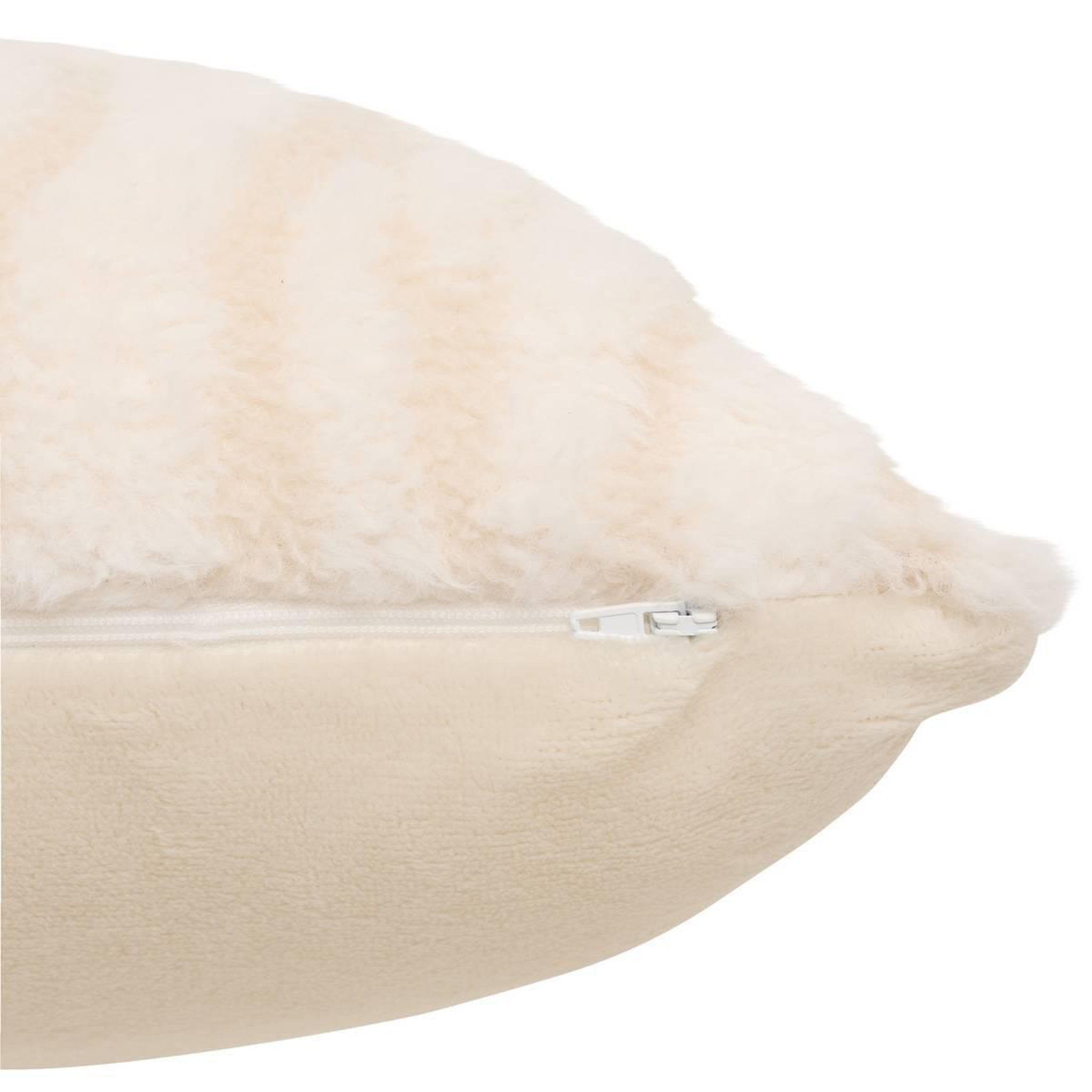 Voir la diapositive 3 : ATMOSPHERA Coussin Imitation Fourrure  Boucly Wavy  40x40cm Beige Lin