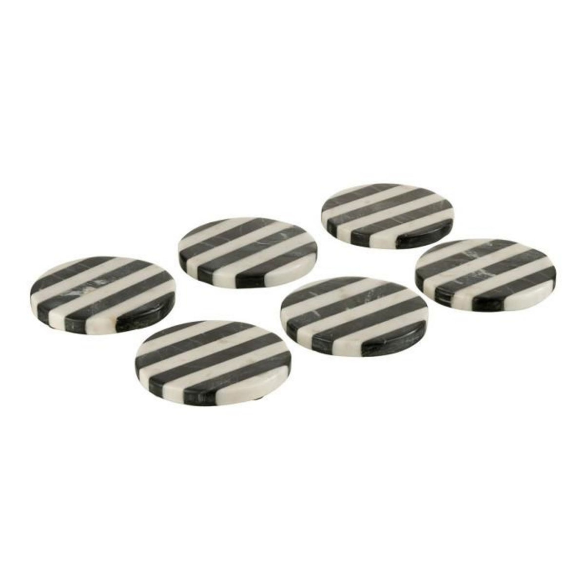 Paris Prix Lot de 6 Dessous de Verre Marbre  Streepy  10cm Noir