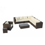 CONCEPT USINE Salon de jardin 8 places en résine tressée noir et blanc SALENTO