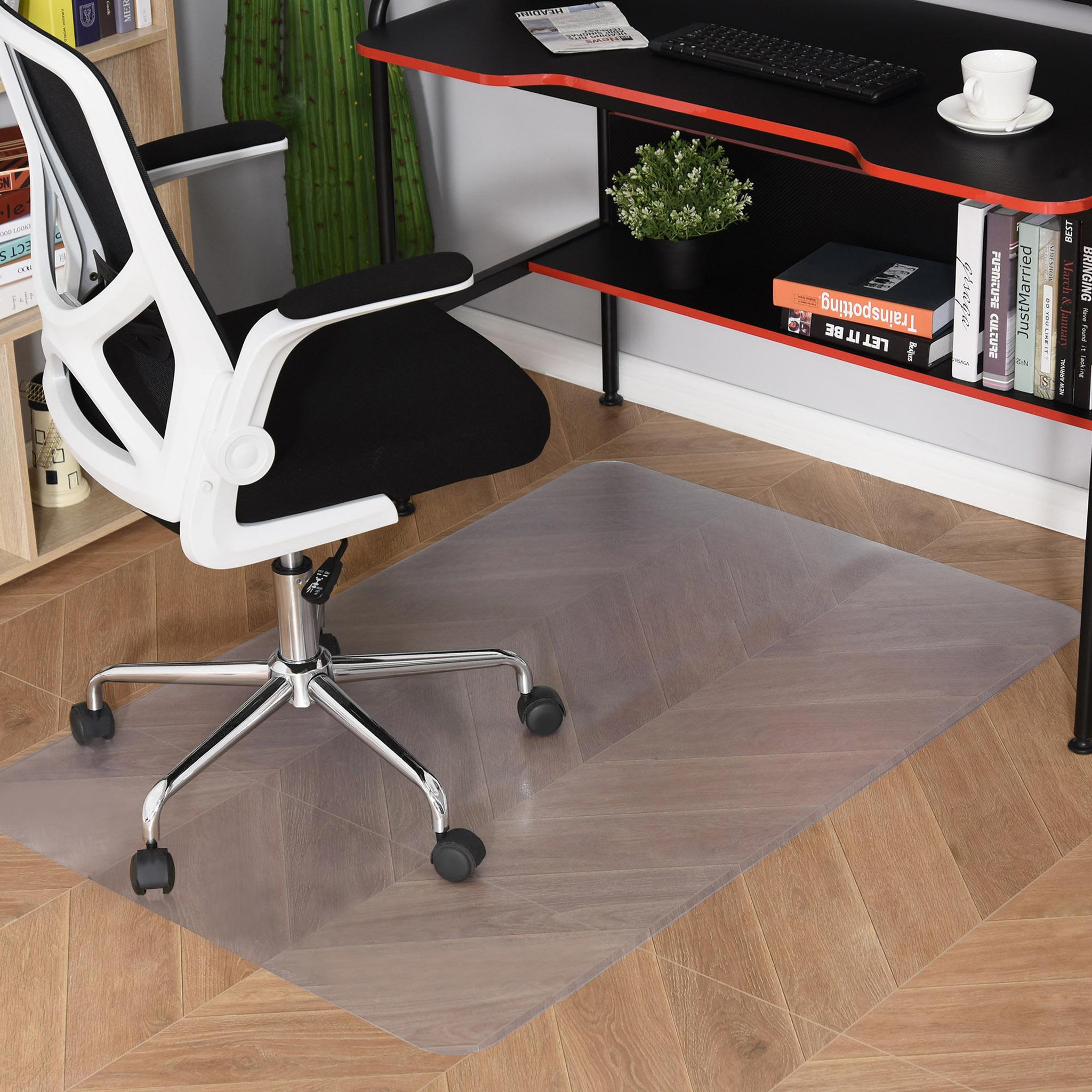 Voir la diapositive 2 : HOMCOM Tapis protège-sol pour chaise de bureau - tapis de protection de sol - tapis de chaise dim. 120L x 90l cm ép. 1,5 mm - PVC transparent