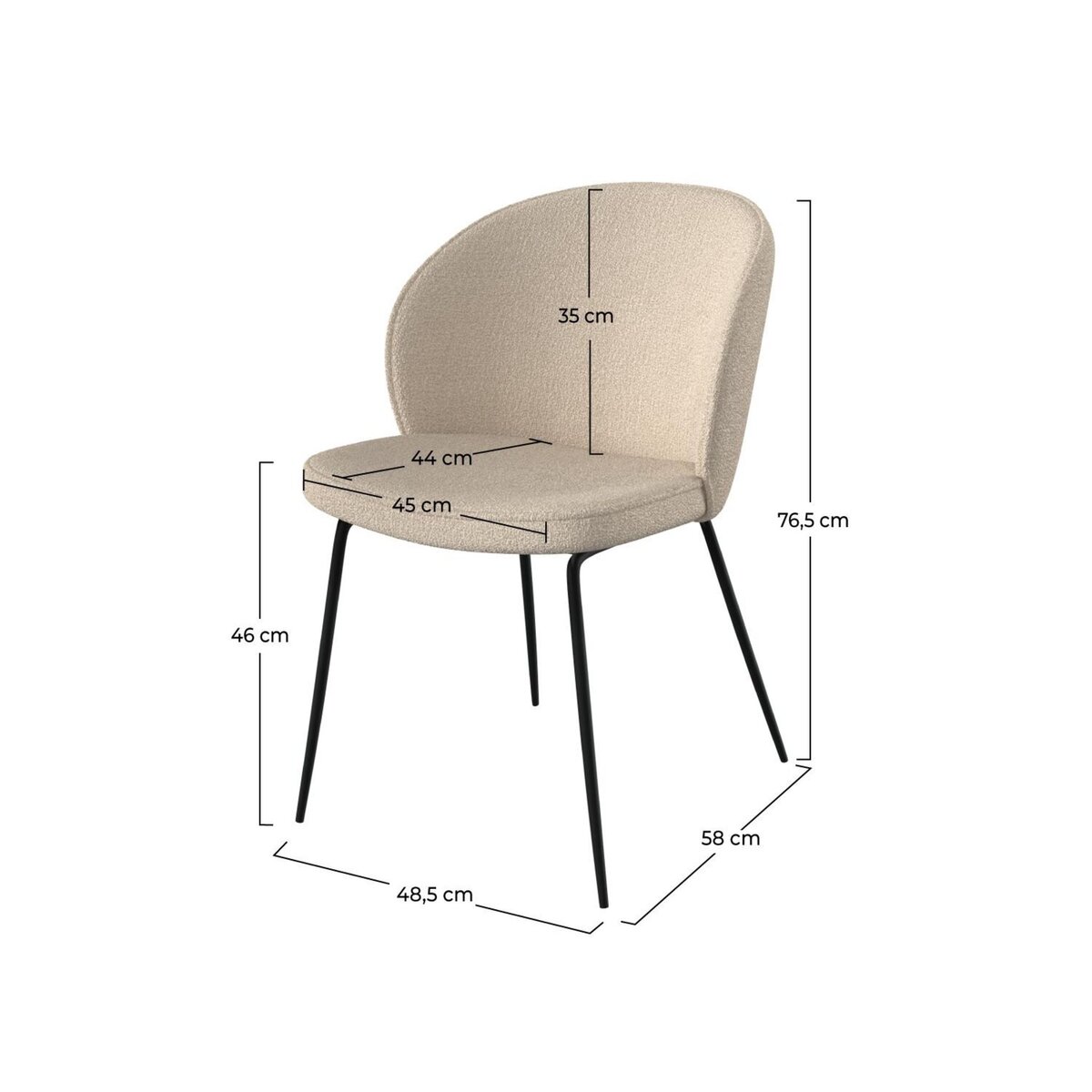 Rendez vous déco Lot de 2 chaises jaunes en tissu bouclette et pied en métal - Groom