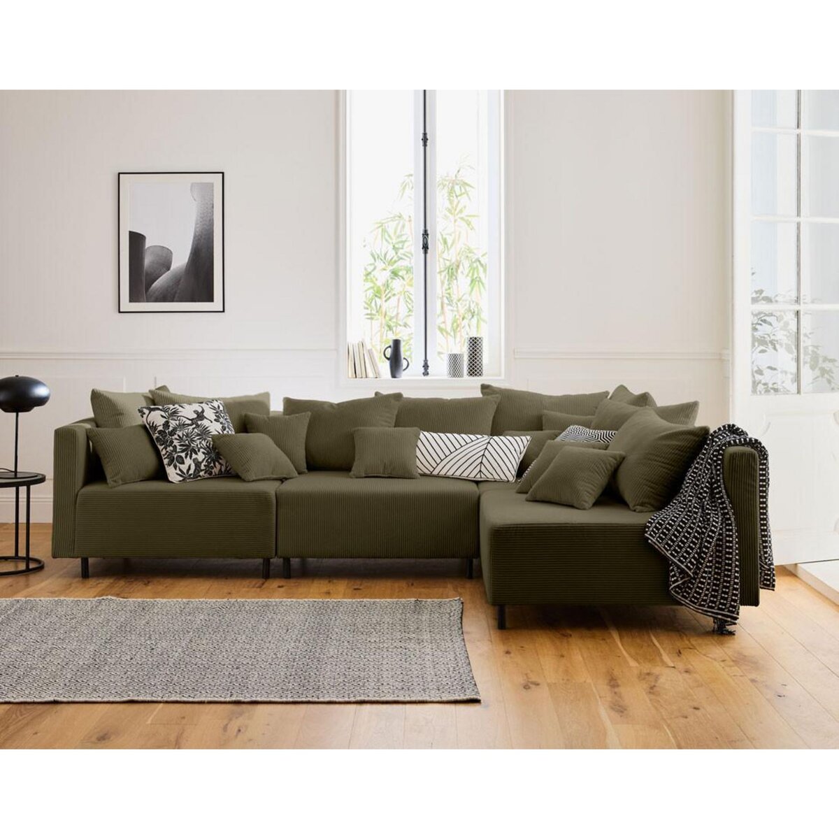 LISA DESIGN Edinburg - canapé modulable d'angle réversible 4 places - en velours côtelé