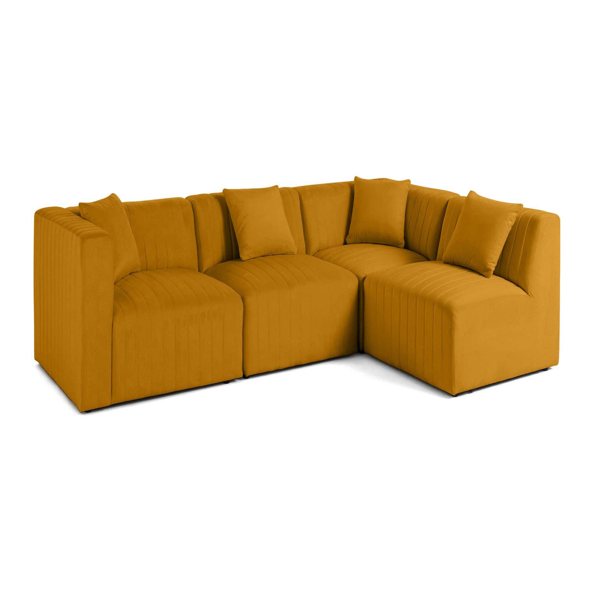 Voir la diapositive 3 : LISA DESIGN Nova - canapé modulable d'angle droit - 5 places - avec pouf d'appoint - en velours