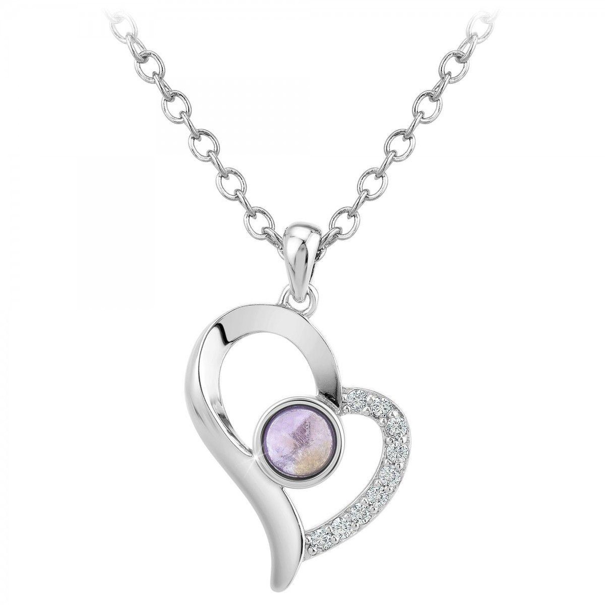 SC CRYSTAL Collier coeur SC Crystal orné de zirconium et d'une pierre améthyste