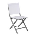 Proloisirs Chaise pliante - THEMA - Aluminium époxy gris - Toile TPEP chiné blanc