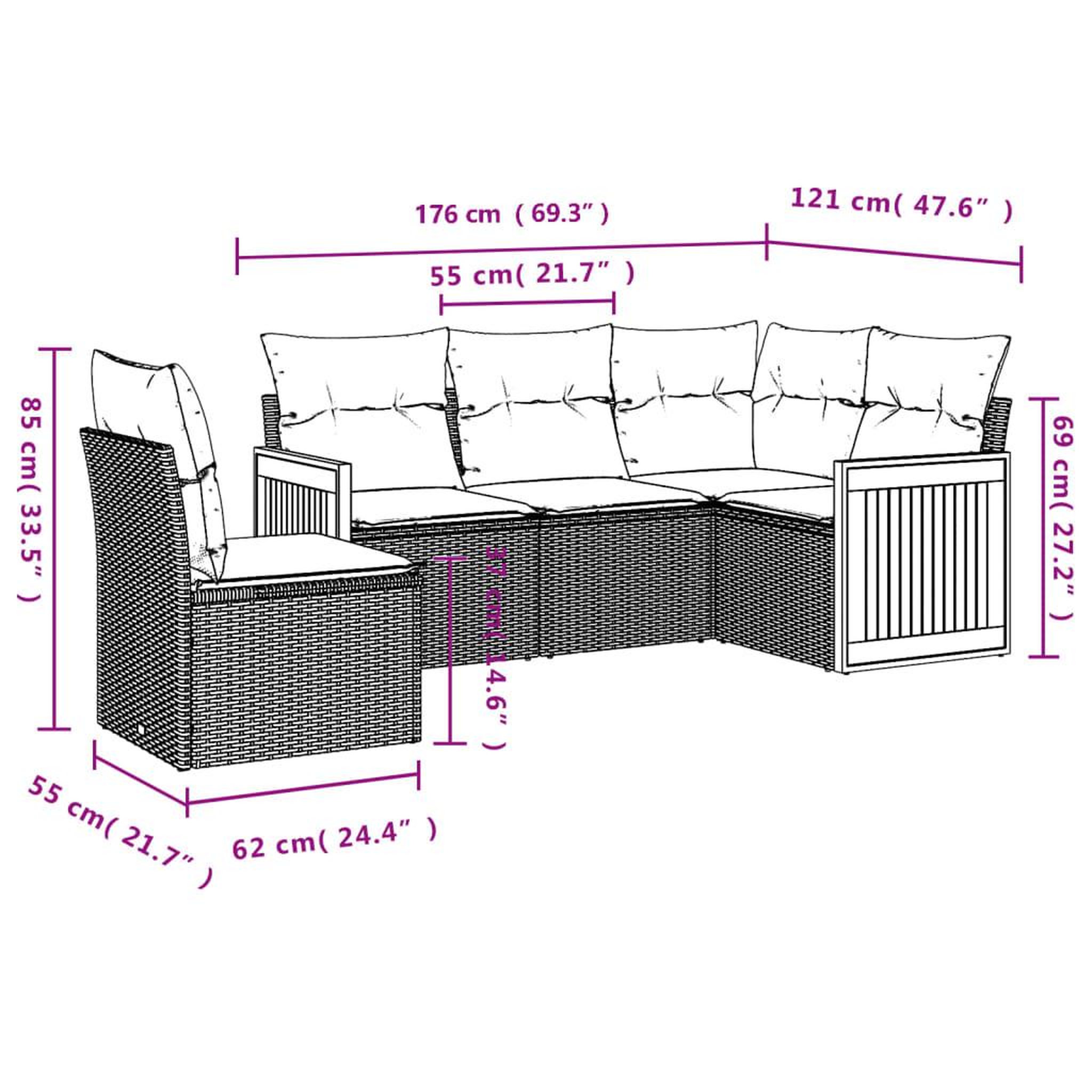 Voir la diapositive 3 : VIDAXL Salon de jardin avec coussins 5 pcs beige resine tressee