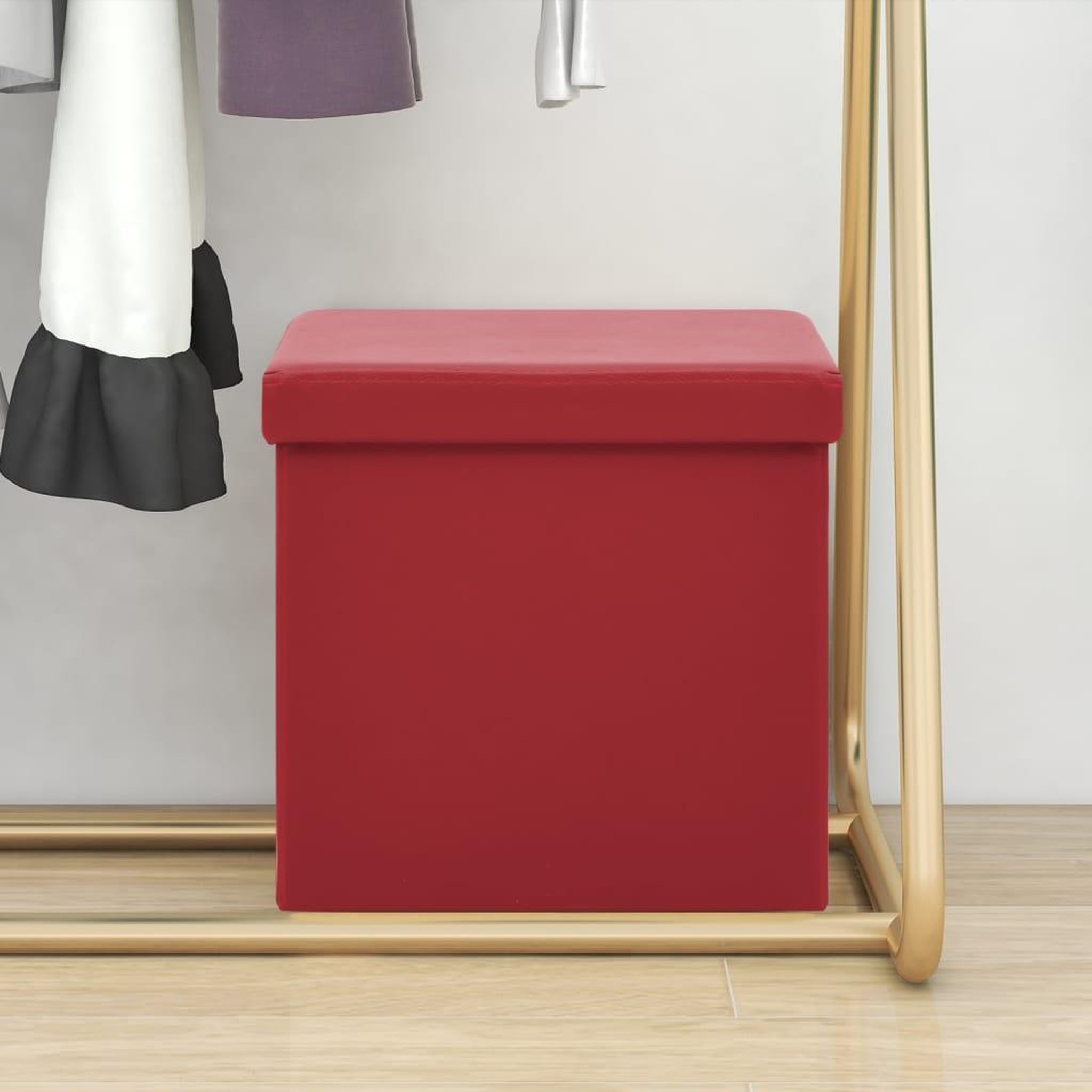 Voir la diapositive 1 : VIDAXL Tabouret de rangement pliable Rouge bordeaux PVC
