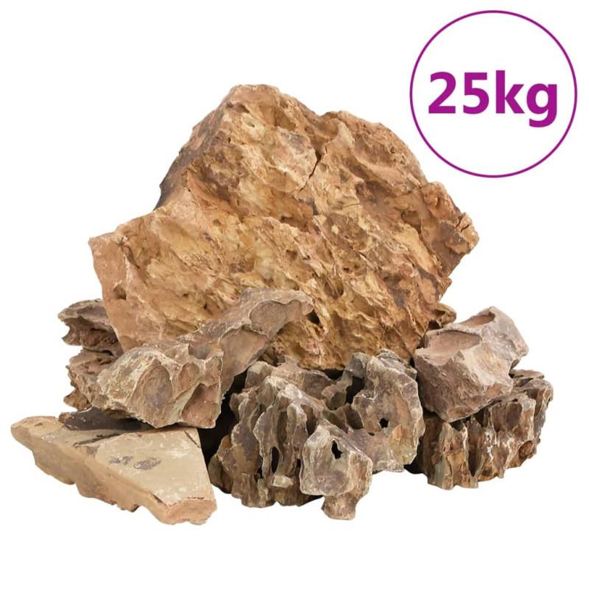 Voir la diapositive 2 : VIDAXL Pierres du dragon 25 kg marron 5 30 cm