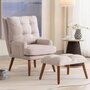 Voir la diapositive 2 : MERAX Fauteuil Scandinave + Pouf Tissu Beige