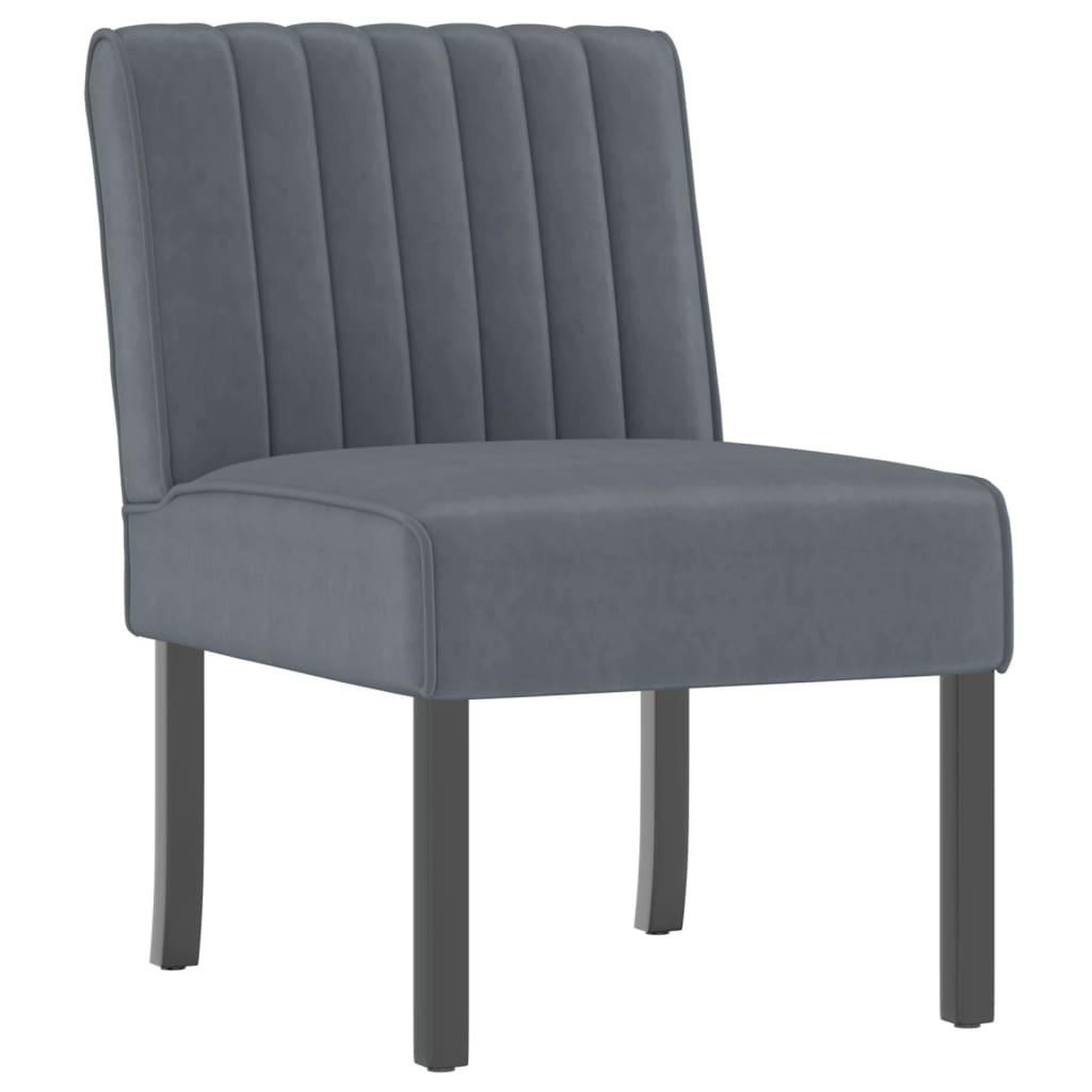 Voir la diapositive 2 : VIDAXL Fauteuil sans accoudoirs gris fonce velours