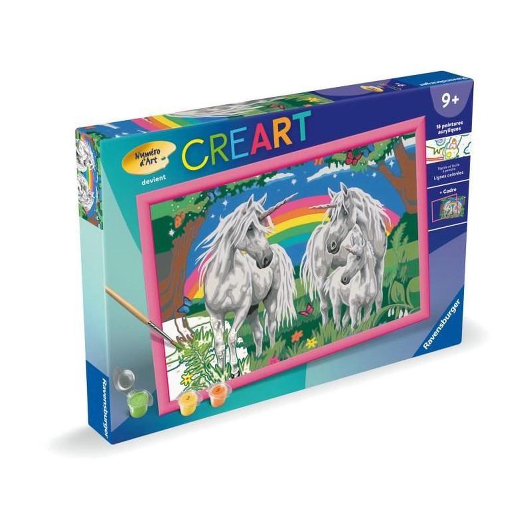 Voir la diapositive 5 : RAVENSBURGER CreArt Kids 31x21cm Au pays des licornes, Kit de peinture par numéros Numéro d'Art, Des 9 ans, 25849, Ravensburger