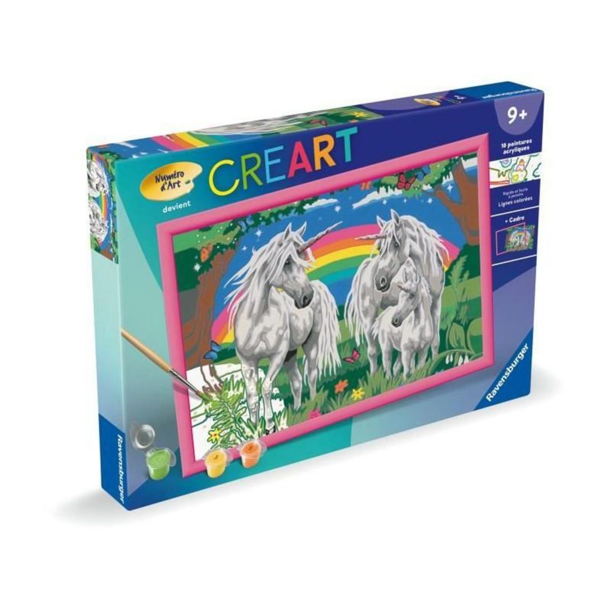 RAVENSBURGER CreArt Kids 31x21cm Au pays des licornes, Kit de peinture par numéros Numéro d'Art, Des 9 ans, 25849, Ravensburger