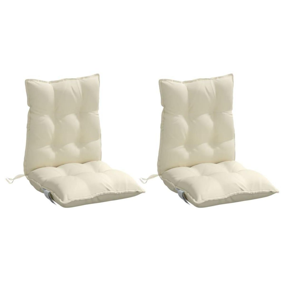 VIDAXL Coussins de chaise a dossier bas lot de 2 creme tissu oxford