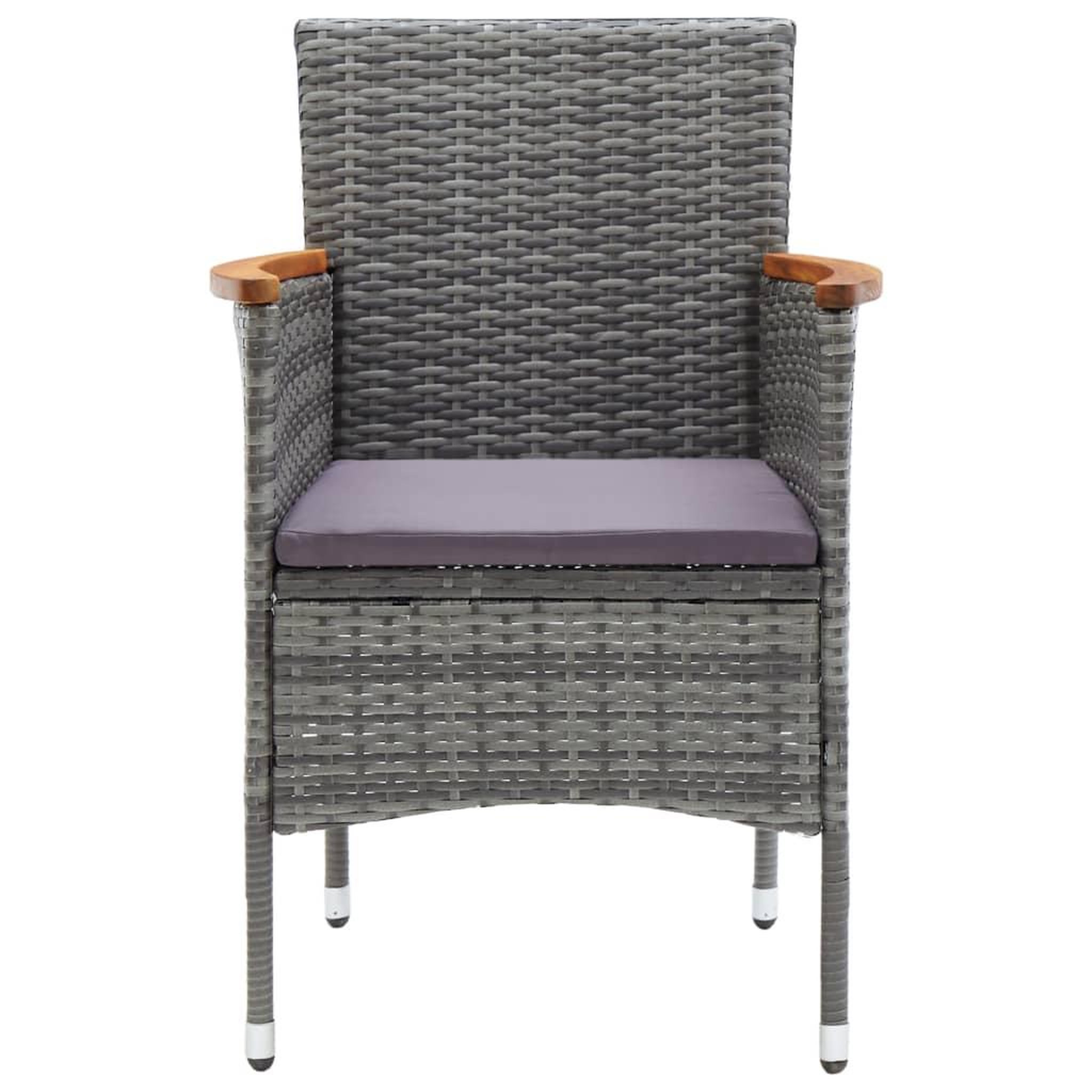 Voir la diapositive 5 : VIDAXL Ensemble de bistro 3 pcs resine tressee et verre trempe gris