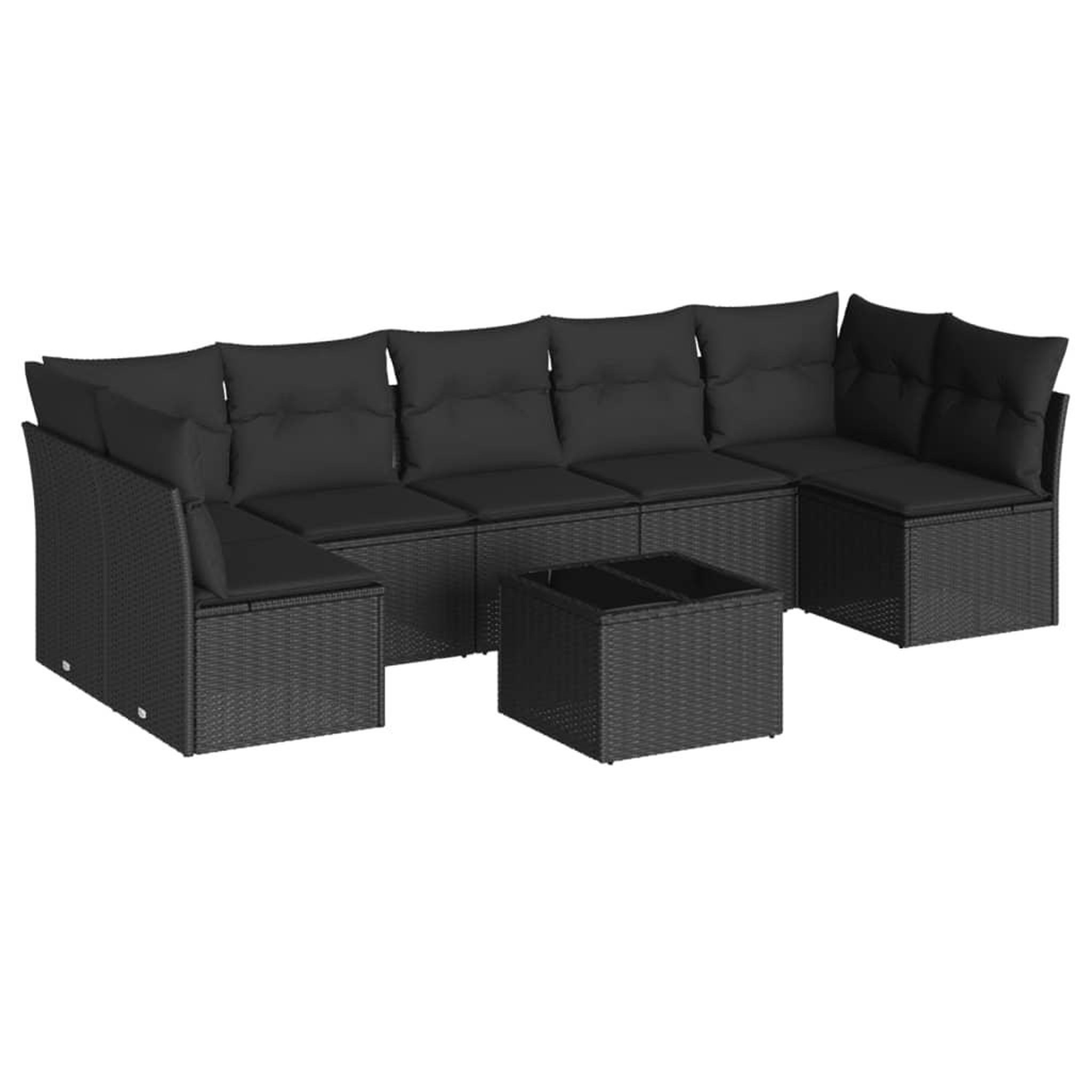 Voir la diapositive 2 : VIDAXL Salon de jardin 8 pcs avec coussins noir resine tressee