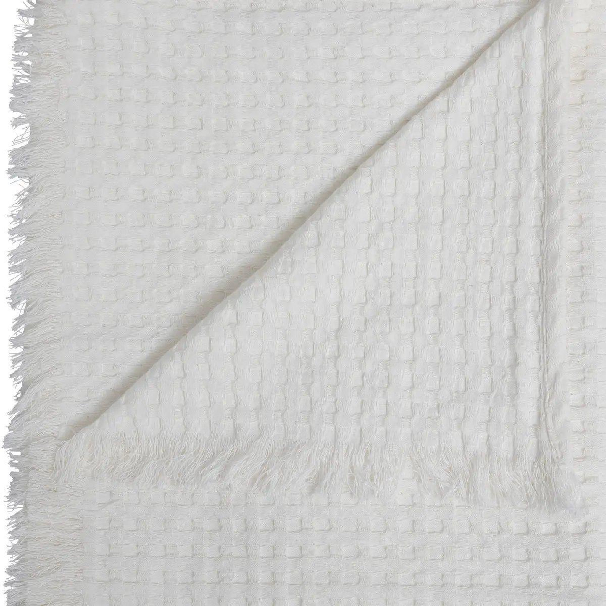 Voir la diapositive 2 : ATMOSPHERA Jeté de lit nid d'abeille  widdy  130x180cm blanc