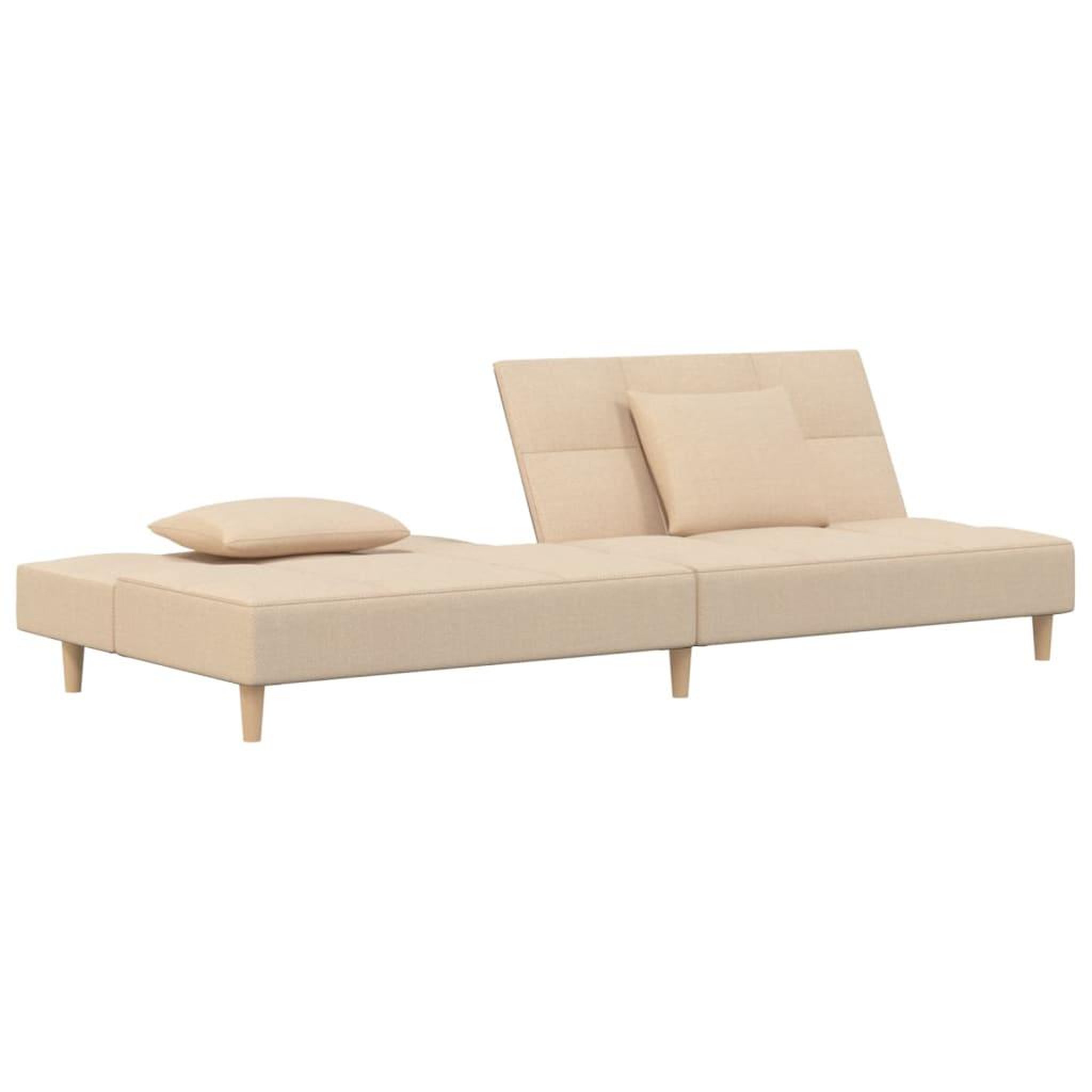 Voir la diapositive 4 : VIDAXL Canape-lit a 2 places avec deux oreillers creme tissu