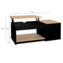Voir la diapositive 5 : ID MARKET Table basse 2 plateaux relevables rectangulaire EYLA avec coffre bois noir et façon hêtre