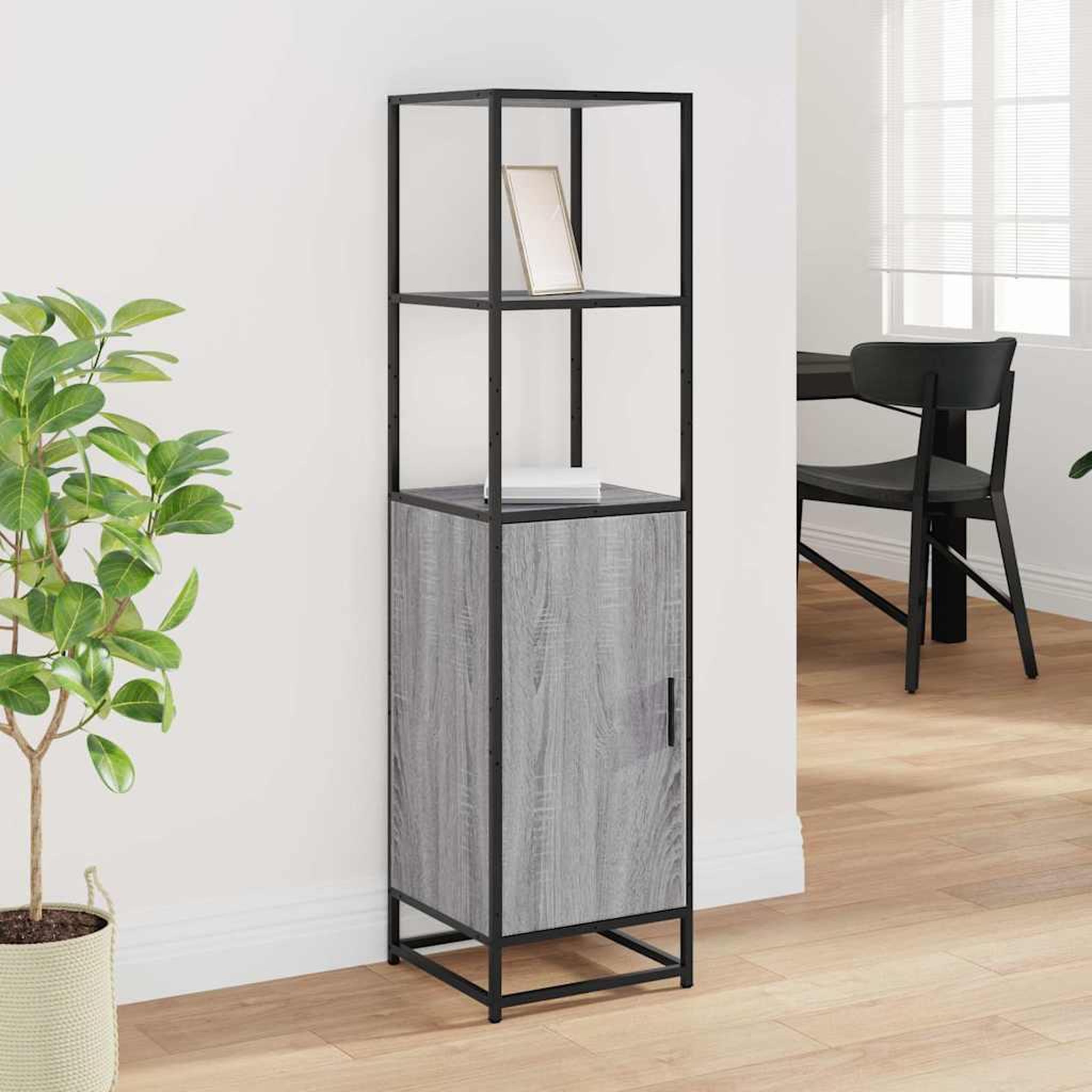 Voir la diapositive 3 : VIDAXL Buffet haut sonoma gris 35,5x35x139 cm bois d'ingenierie metal
