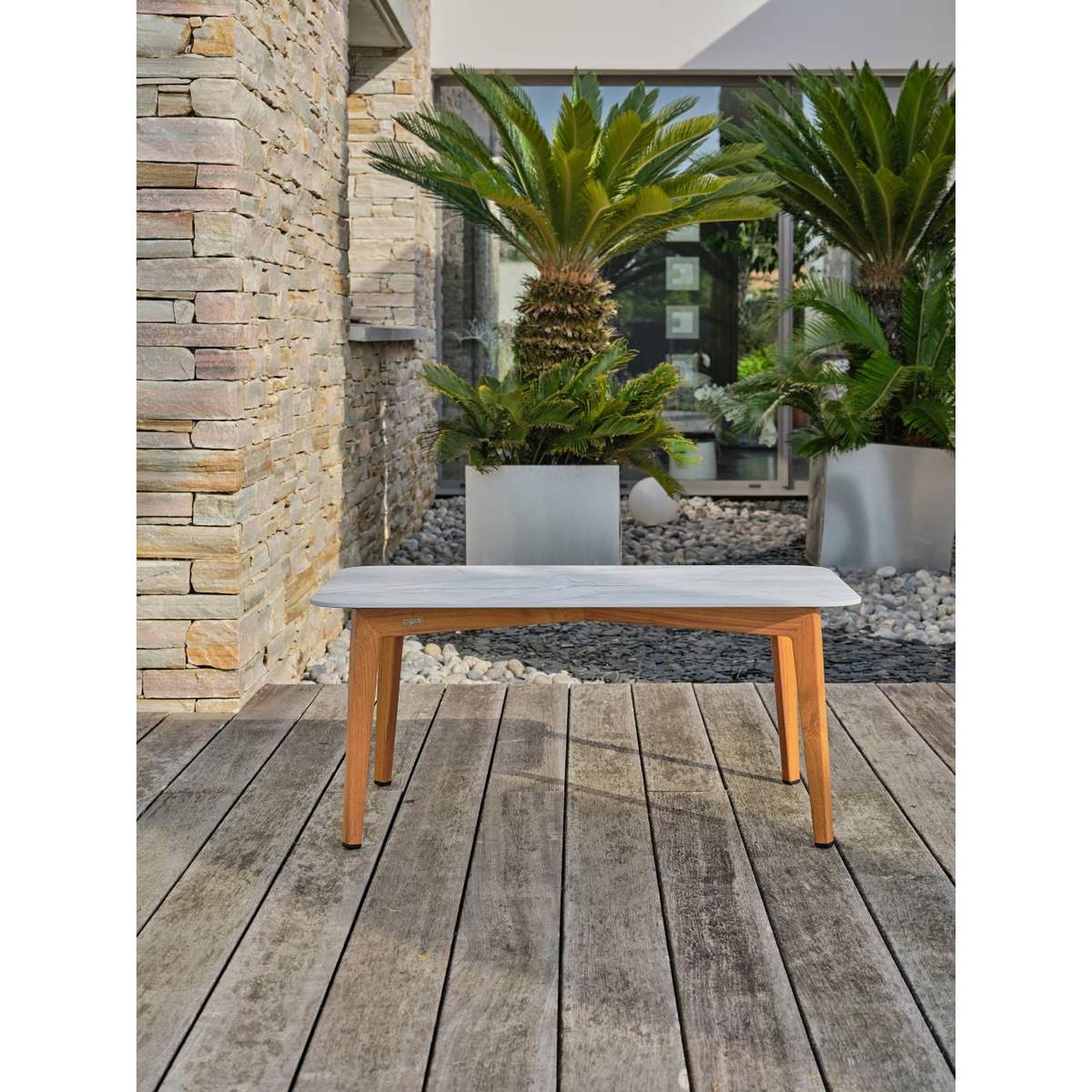Voir la diapositive 6 : DCB GARDEN Salon de Jardin 5 Places  Cuzco  166cm Naturel & Blanc