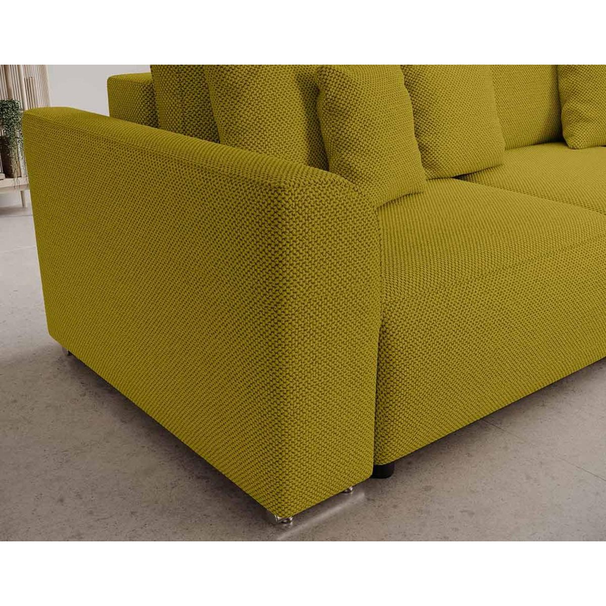 BEST MOBILIER Gabriel - canapé panoramique en u 7 places convertible avec coffre en tissu texturé