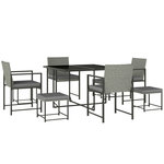 OUTSUNNY Ensemble salon de jardin 8 places 9 pièces - 4 fauteuils, 4 tabourets, table à manger - acier résine tressée gris