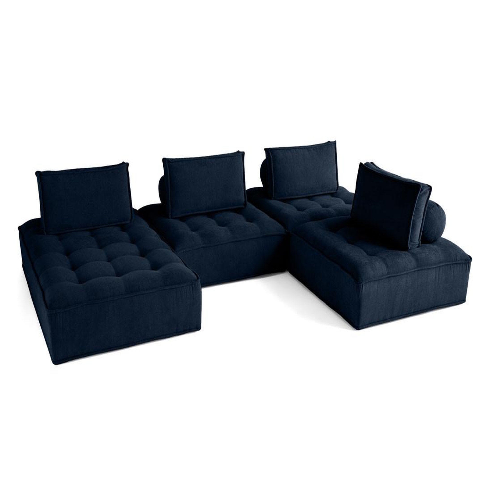 Voir la diapositive 3 : BEST MOBILIER Marisol - canapé panoramique modulable 7 places - velours texturé