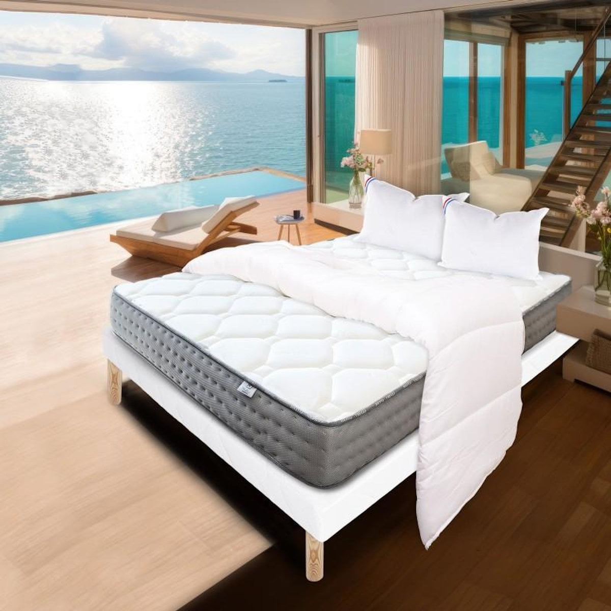 LUXURY LITERIE Ensemble literie mousse, Zen Ferme, Blanc