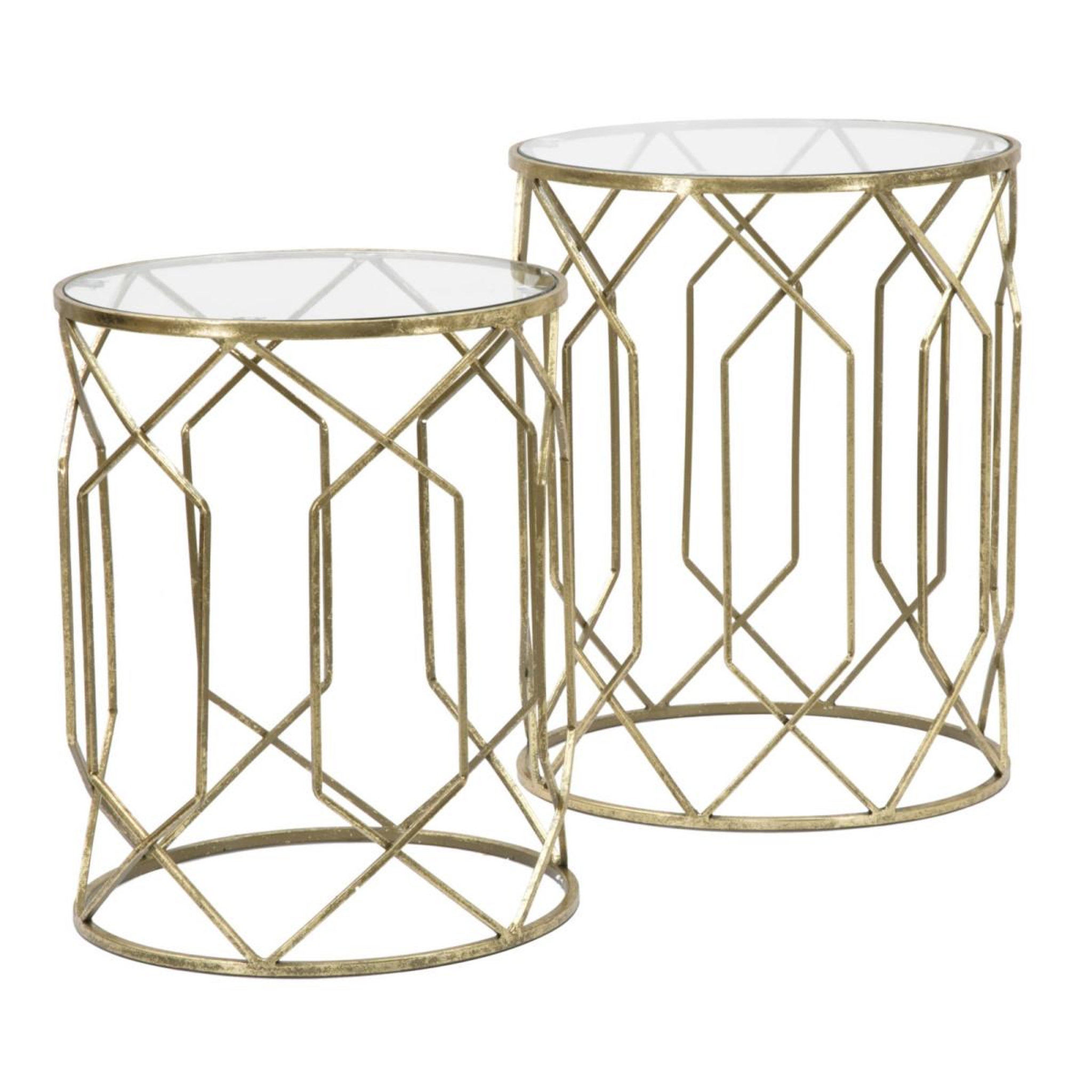 Paris Prix Lot de 2 Tables d'Appoint  Tunis  53cm Or