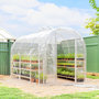 Voir la diapositive 2 : OUTSUNNY Serre tunnel de jardin 6 m² - 3 x 2 x 2 m - porte - acier galvanisé PE 150 g/m² transparent