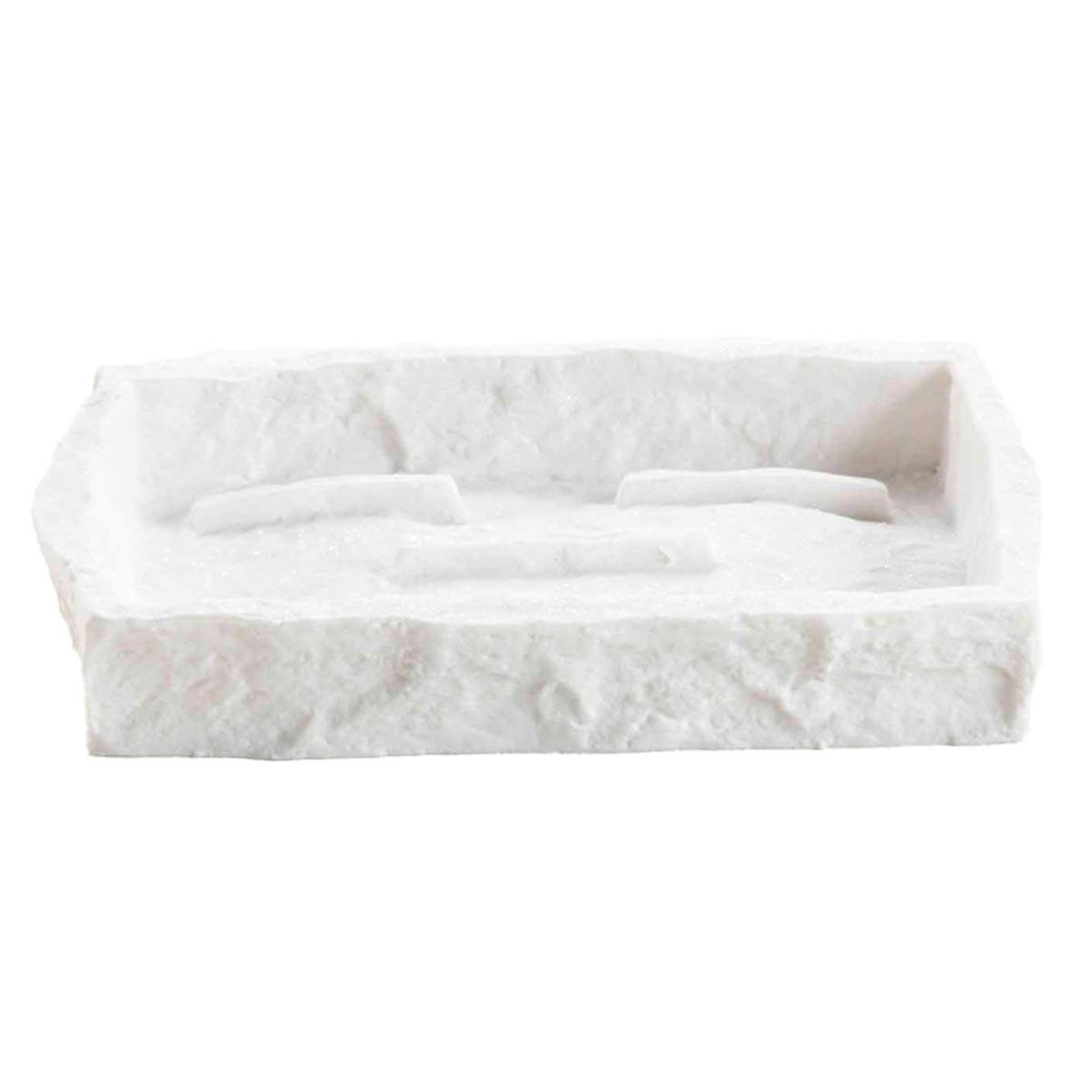 Douceur d'Intérieur Porte-savon effet minéral  stony  14cm blanc