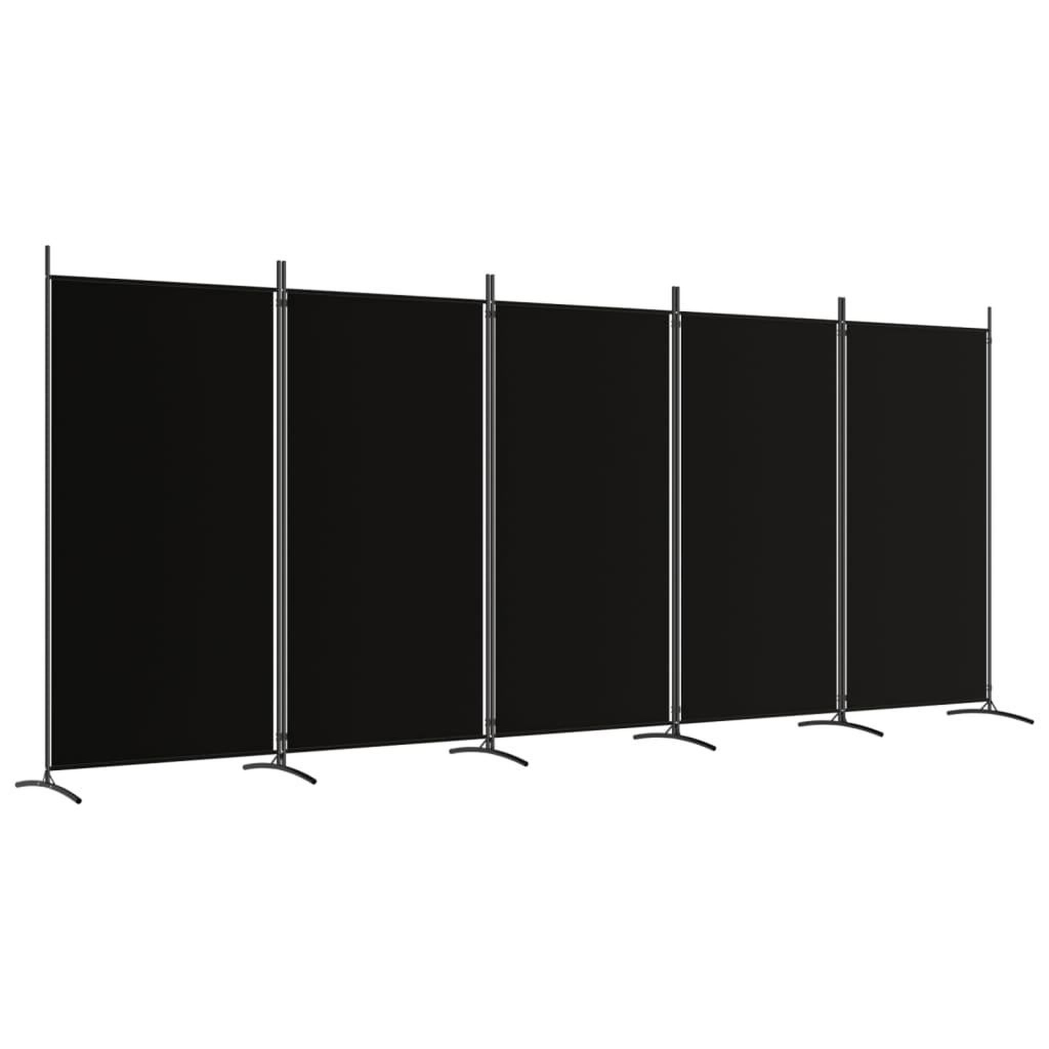 Voir la diapositive 2 : VIDAXL Cloison de separation 5 panneaux Noir 433x180 cm Tissu