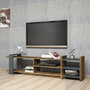 Voir la diapositive 3 : TOILINUX Meuble TV design Zeyna - L. 156 x H. 40 cm - Gris anthracite