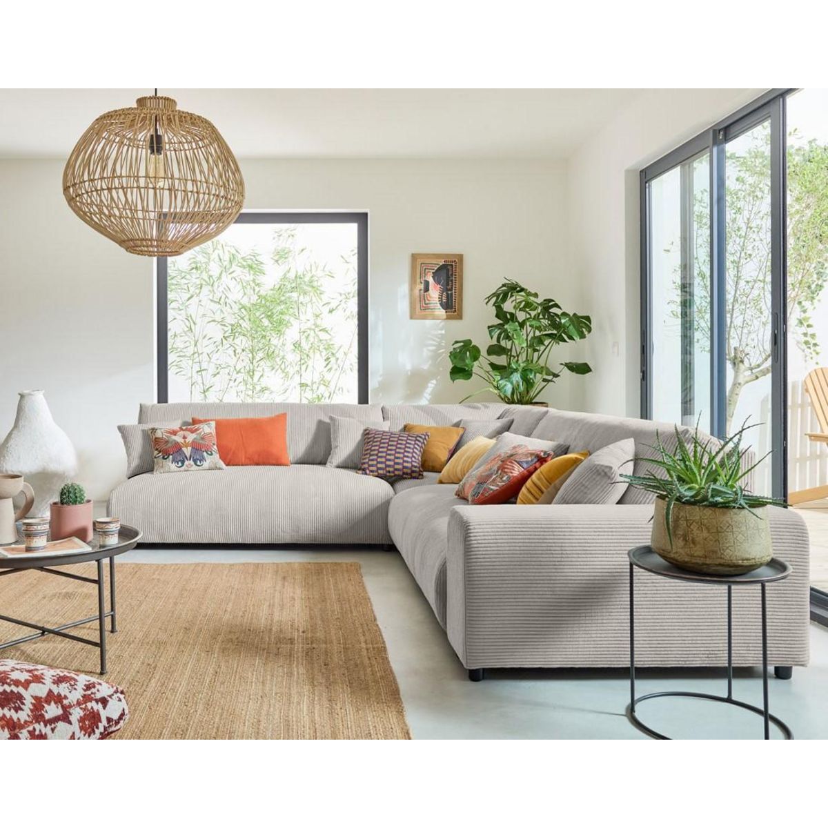 LISA DESIGN Garance - canapé modulable d'angle gauche - 6 places - en velours côtelé