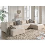 LISA DESIGN Stella - canapé panoramique en u - 7 places - en velours côtelé. Coloris disponibles : Rose, Gris, Vert, Bleu, Marron, Orange, Beige