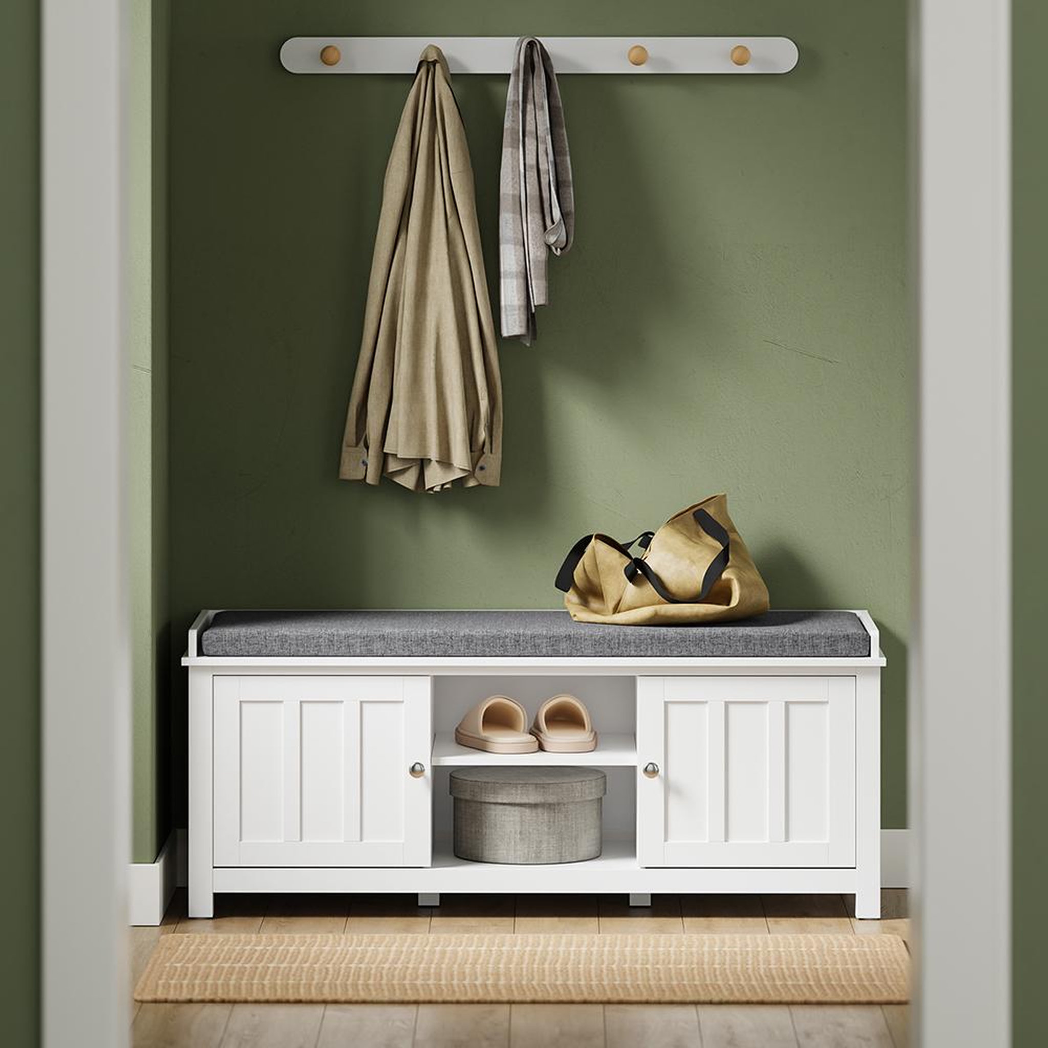 Voir la diapositive 6 : SOBUY Banc Rangement Chaussures Blanc 100.5x35x43.5cm FSR35-II-W
