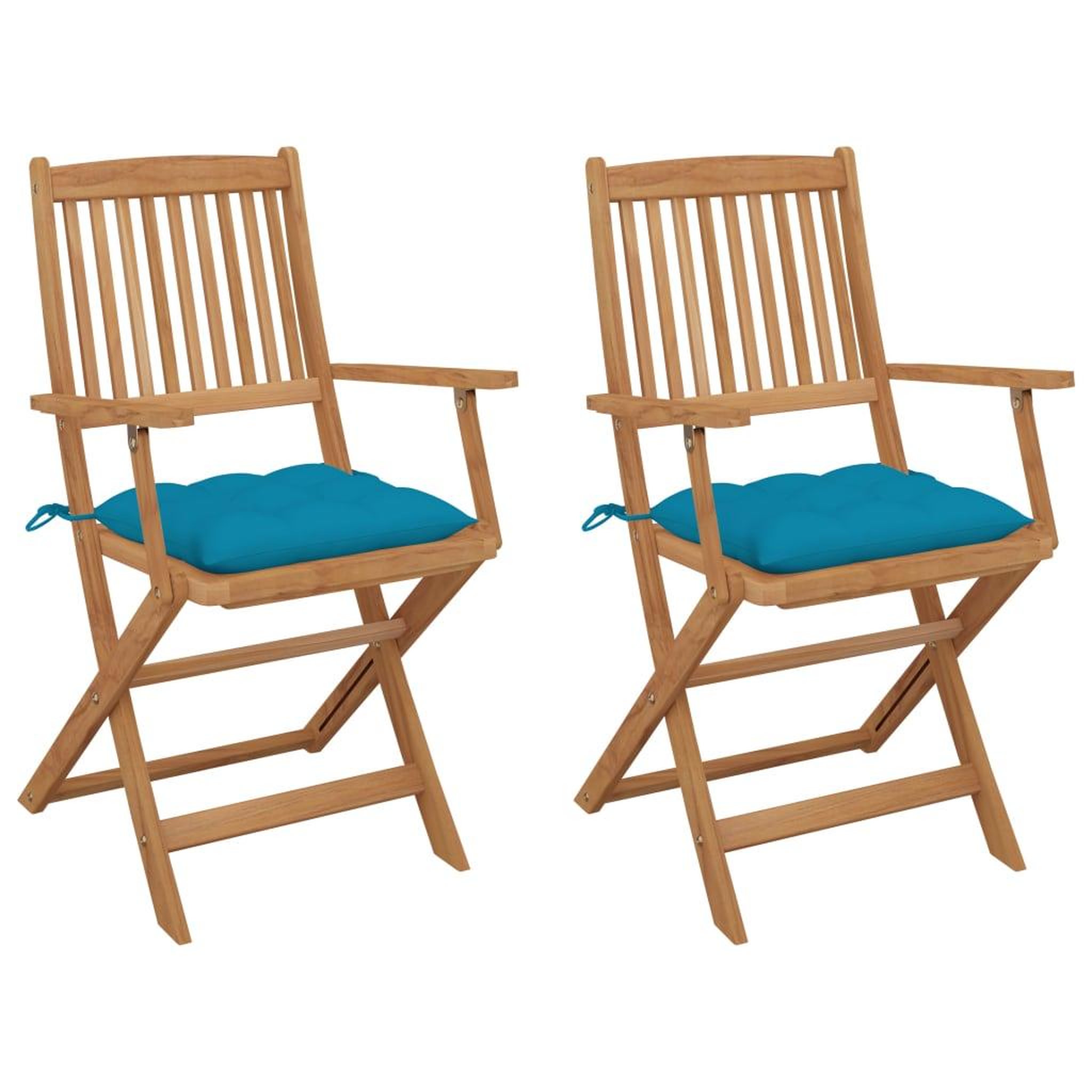 Voir la diapositive 1 : VIDAXL Chaises pliables de jardin lot de 2 avec coussins Bois d'acacia