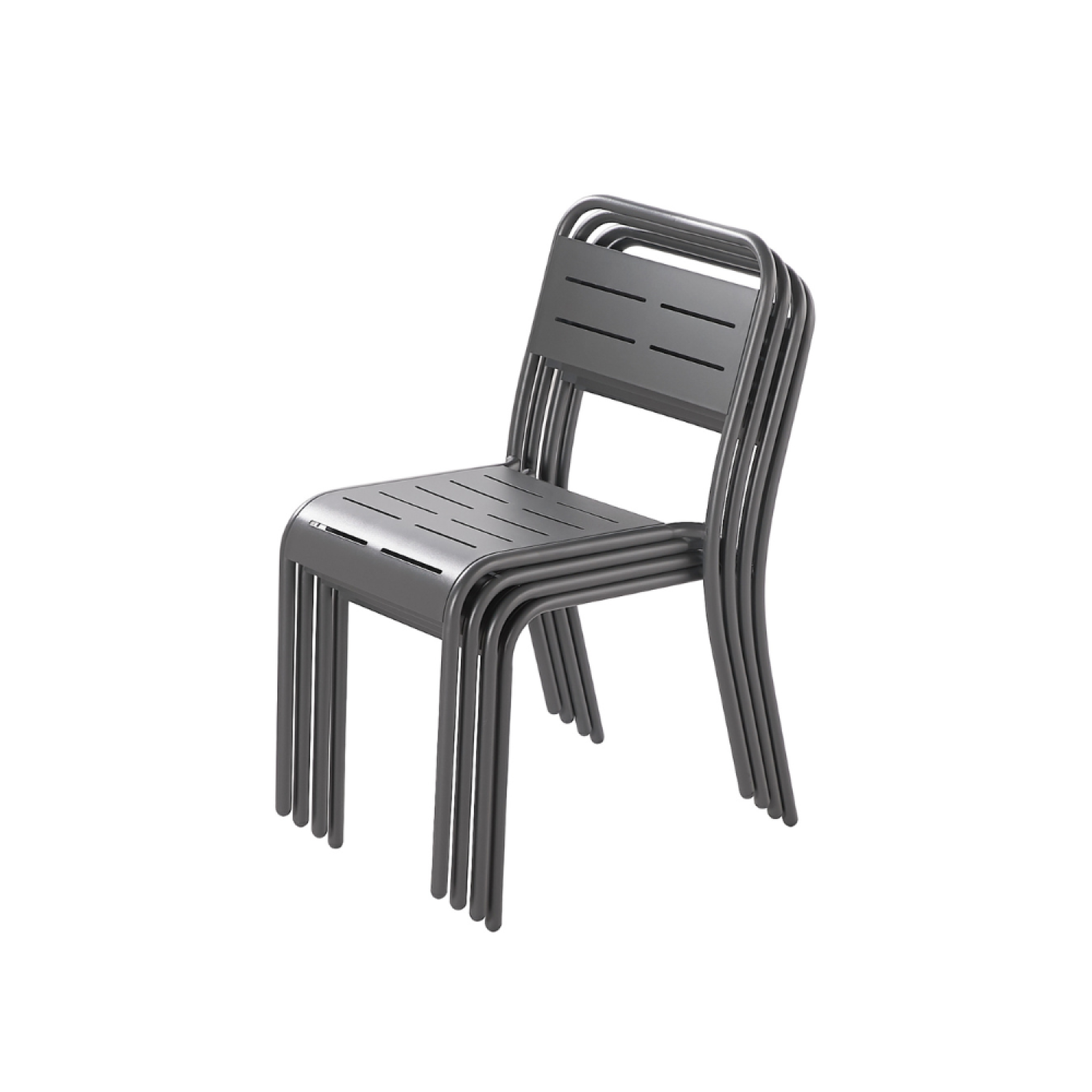 Voir la diapositive 4 : CONCEPT USINE Lot de 4 chaises en acier gris foncé bergame