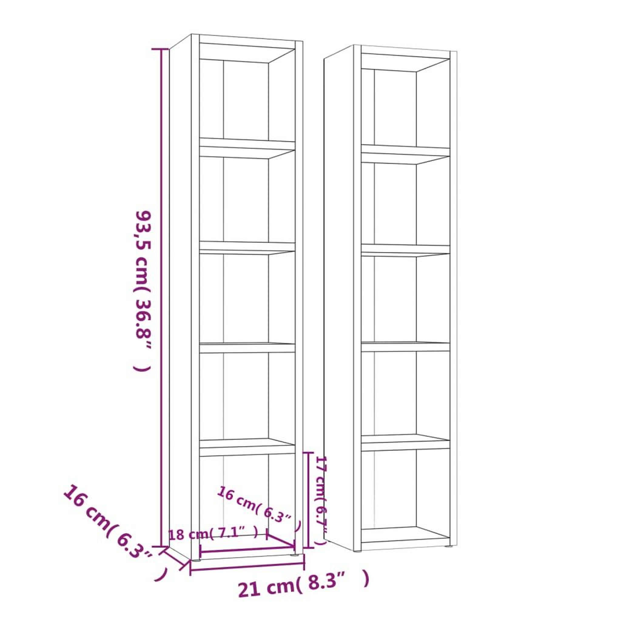 Voir la diapositive 6 : VIDAXL Armoires a CD 2 pcs Noir 21x16x93,5 cm Bois d'ingenierie