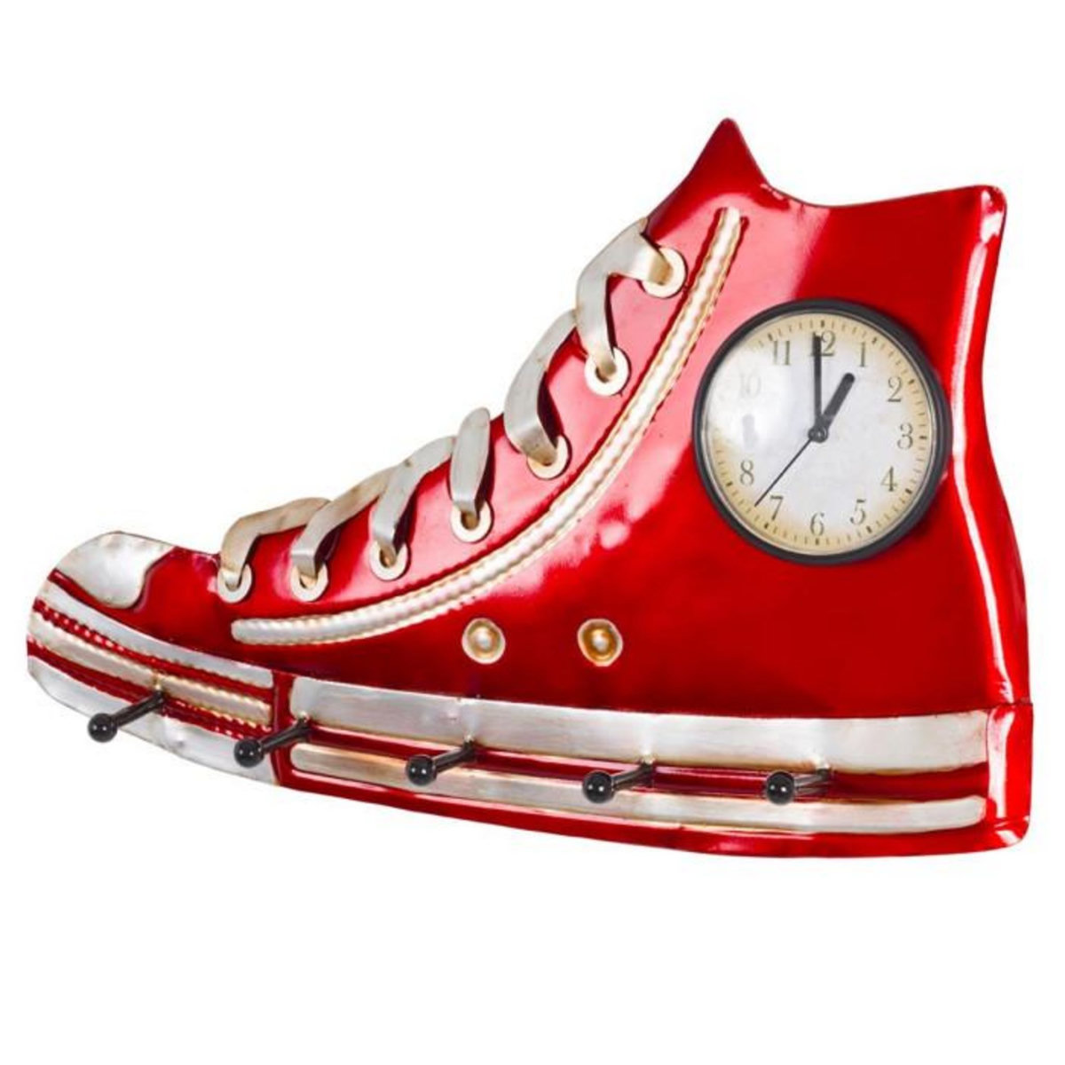 Paris Prix Patère Murale & Horloge Design  Baskets  50cm Rouge