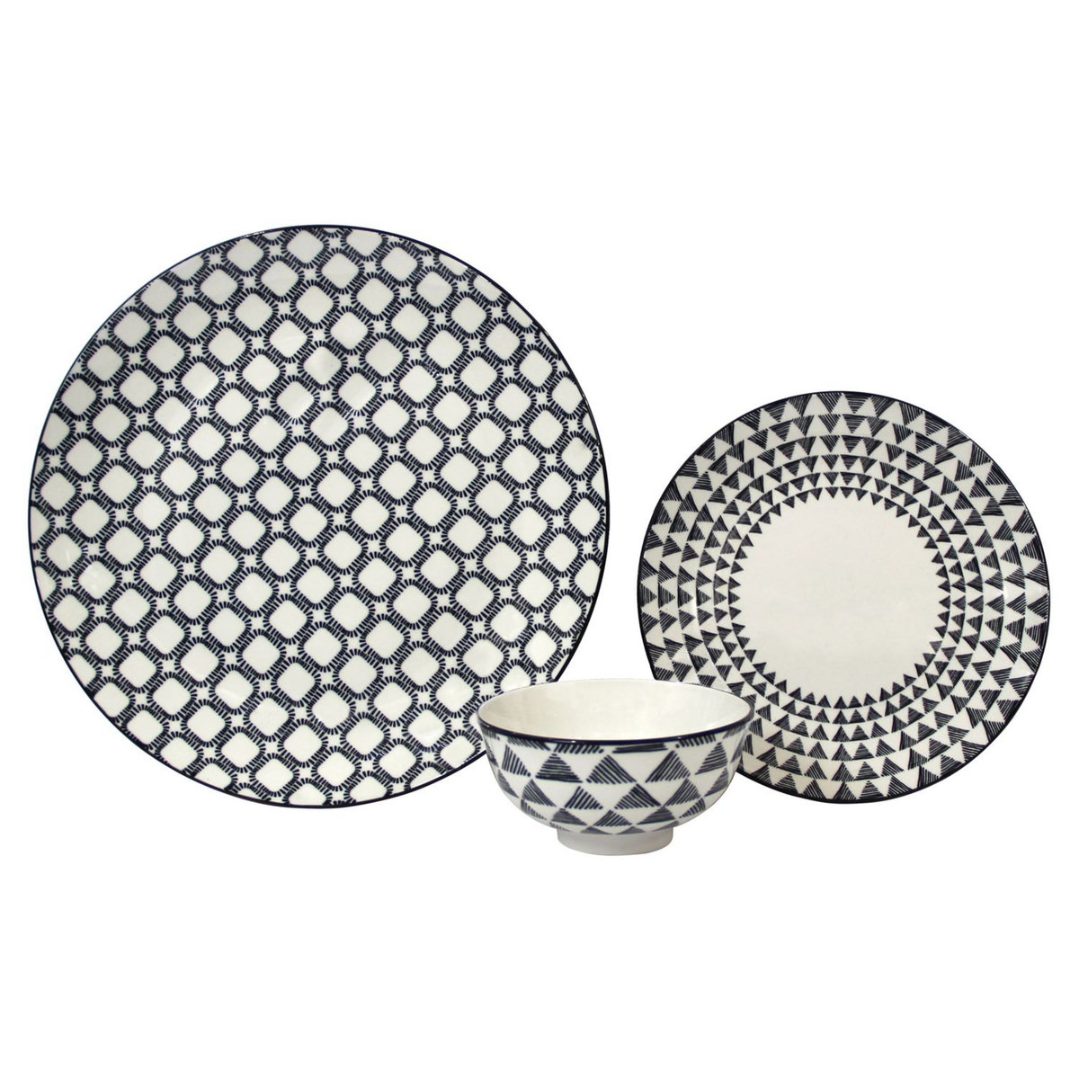 ACTUEL Service d'assiette 18 pièces porcelaine noir